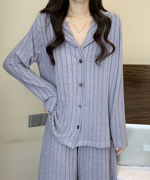 Girly Doll(ガーリードール)の「長袖ルームウェア 上下セット(ルームウェア/パジャマ・レディース・グリーン/ブルー/ピンク・FREE)」の5枚目の写真