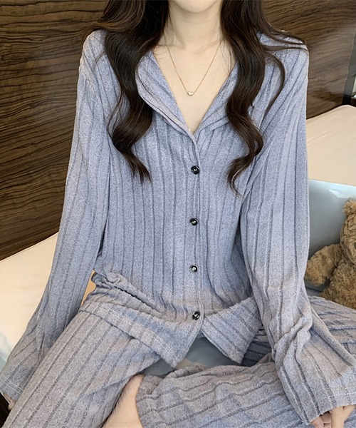 Girly Doll(ガーリードール)の「長袖ルームウェア 上下セット(ルームウェア/パジャマ・レディース・グリーン/ブルー/ピンク・FREE)」の6枚目の写真