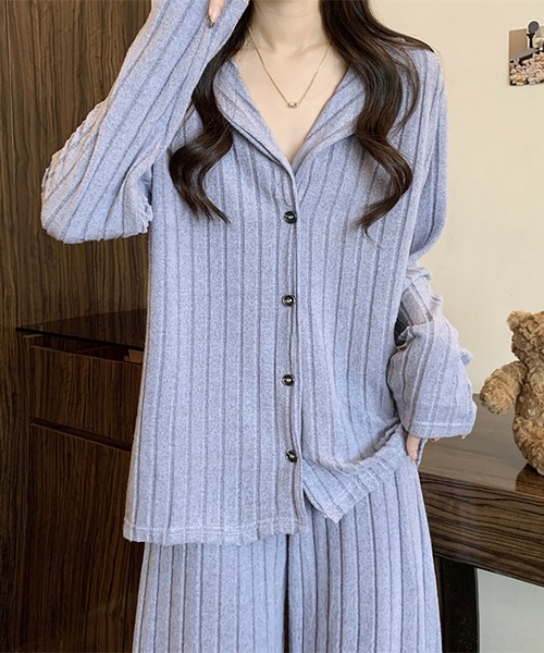 Girly Doll(ガーリードール)の「長袖ルームウェア 上下セット(ルームウェア/パジャマ・レディース・グリーン/ブルー/ピンク・FREE)」の8枚目の写真