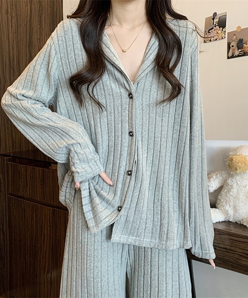 Girly Doll(ガーリードール)の「長袖ルームウェア 上下セット(ルームウェア/パジャマ・レディース・グリーン/ブルー/ピンク・FREE)」の9枚目の写真