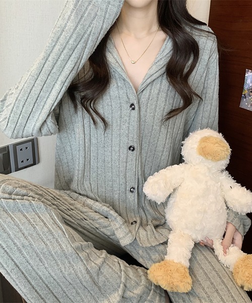 Girly Doll(ガーリードール)の「長袖ルームウェア 上下セット(ルームウェア/パジャマ・レディース・グリーン/ブルー/ピンク・FREE)」の10枚目の写真