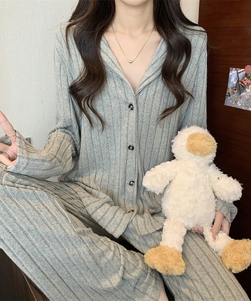 Girly Doll(ガーリードール)の「長袖ルームウェア 上下セット(ルームウェア/パジャマ・レディース・グリーン/ブルー/ピンク・FREE)」の12枚目の写真