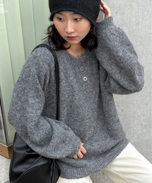 feepur | 【ハンドウォッシャブル】ウール混起毛ヘンリーニット(ニット/セーター)