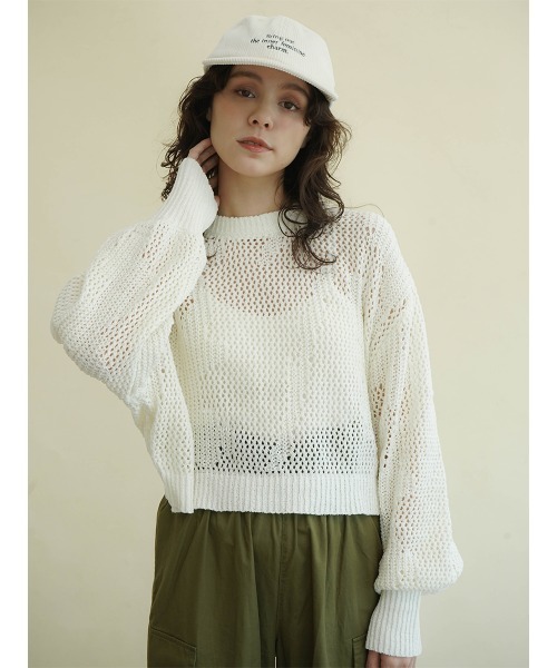 FIKA.(フィーカ)の「Low gauge cropped knit(ニット/セーター・レディース・アイボリー/グレー/ベージュ・MEDIUM)」の7枚目の写真