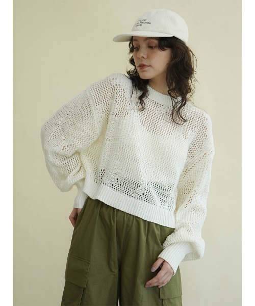 FIKA.(フィーカ)の「Low gauge cropped knit(ニット/セーター・レディース・アイボリー/グレー/ベージュ・MEDIUM)」の8枚目の写真