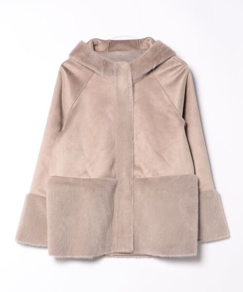 m.f.editorial（エムエフエディトリアル）の「m.f.エディトリアル レディース 異素材切り替え フードアウター（ブルゾン・レディース・グレー/ブラウン・LARGE/MEDIUM）」の5枚目の写真