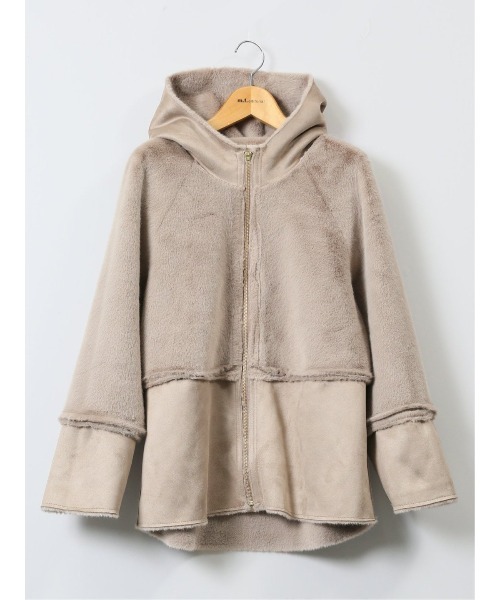 m.f.editorial（エムエフエディトリアル）の「m.f.エディトリアル レディース 異素材切り替え フードアウター（ブルゾン・レディース・グレー/ブラウン・LARGE/MEDIUM）」の8枚目の写真