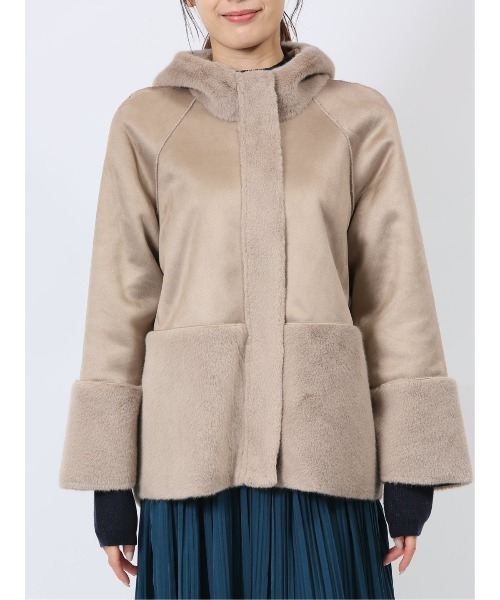 m.f.editorial（エムエフエディトリアル）の「m.f.エディトリアル レディース 異素材切り替え フードアウター（ブルゾン・レディース・グレー/ブラウン・LARGE/MEDIUM）」の11枚目の写真