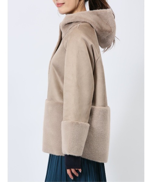 m.f.editorial（エムエフエディトリアル）の「m.f.エディトリアル レディース 異素材切り替え フードアウター（ブルゾン・レディース・グレー/ブラウン・LARGE/MEDIUM）」の12枚目の写真