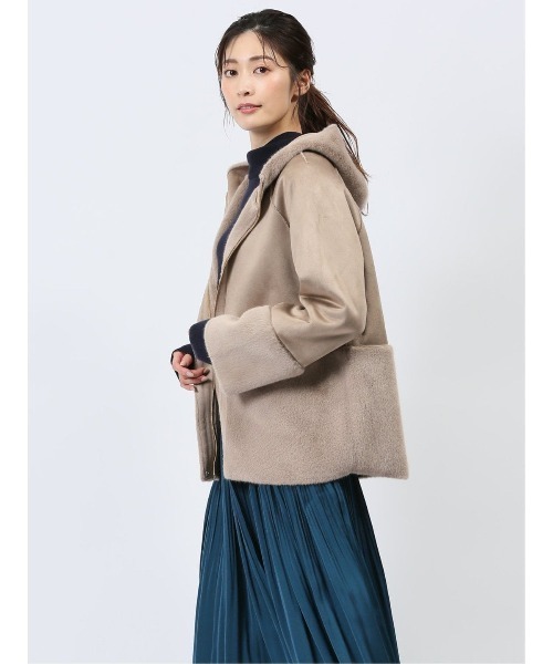 m.f.editorial（エムエフエディトリアル）の「m.f.エディトリアル レディース 異素材切り替え フードアウター（ブルゾン・レディース・グレー/ブラウン・LARGE/MEDIUM）」の17枚目の写真