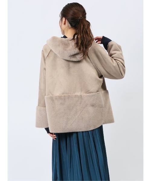 m.f.editorial（エムエフエディトリアル）の「m.f.エディトリアル レディース 異素材切り替え フードアウター（ブルゾン・レディース・グレー/ブラウン・LARGE/MEDIUM）」の18枚目の写真