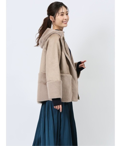 m.f.editorial（エムエフエディトリアル）の「m.f.エディトリアル レディース 異素材切り替え フードアウター（ブルゾン・レディース・グレー/ブラウン・LARGE/MEDIUM）」の19枚目の写真