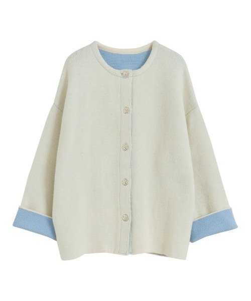 希少☆ DEVOA 厚手　カシミア　ニット　コート カーディガン　水牛釦　グレー ニット見え素材フードカーディガン - ベルーナ【公式】