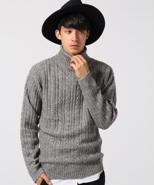 RAGEBLUE（レイジブルー）の「ケーブルニットタートル/568537（ニット/セーター・メンズ・ネイビー/オリーブ/グレー系その他/ホワイト/キャメル・LARGE/MEDIUM/SMALL）」の3枚目の写真