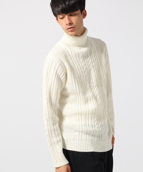 RAGEBLUE（レイジブルー）の「ケーブルニットタートル/568537（ニット/セーター・メンズ・ネイビー/オリーブ/グレー系その他/ホワイト/キャメル・LARGE/MEDIUM/SMALL）」の2枚目の写真
