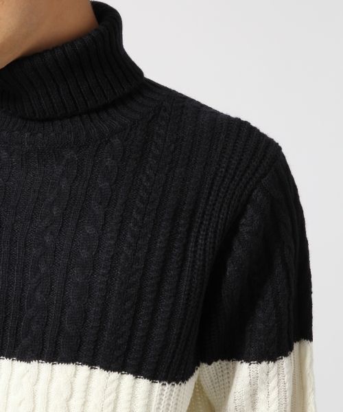 RAGEBLUE（レイジブルー）の「ケーブルニットタートル/568537（ニット/セーター・メンズ・ネイビー/オリーブ/グレー系その他/ホワイト/キャメル・LARGE/MEDIUM/SMALL）」の9枚目の写真