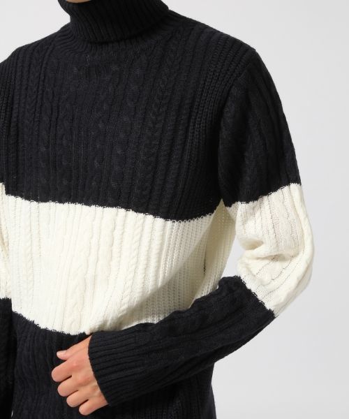 RAGEBLUE（レイジブルー）の「ケーブルニットタートル/568537（ニット/セーター・メンズ・ネイビー/オリーブ/グレー系その他/ホワイト/キャメル・LARGE/MEDIUM/SMALL）」の10枚目の写真