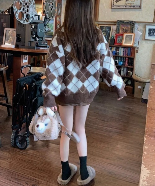 希少 トリコ・コムデギャルソン ニット カーディガン アーガイル柄