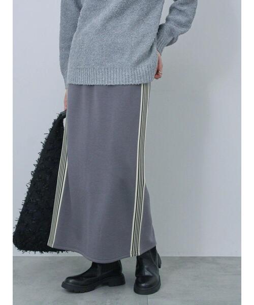 Samansa Mos2 blue（サマンサモスモスブルー）の「◎サイドラインナロースカート（スカート・レディース・シルバーグレー/ブラック/チャコールグレー・F）」の5枚目の写真