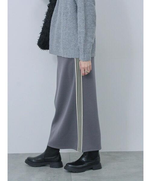 Samansa Mos2 blue（サマンサモスモスブルー）の「◎サイドラインナロースカート（スカート・レディース・シルバーグレー/ブラック/チャコールグレー・F）」の6枚目の写真