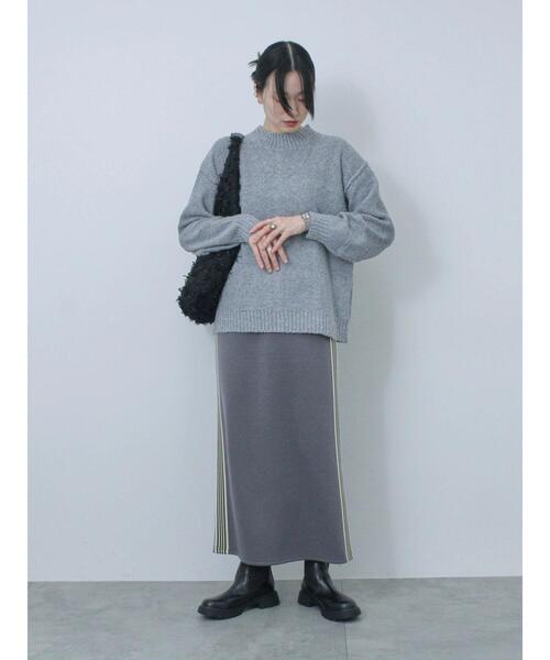 Samansa Mos2 blue（サマンサモスモスブルー）の「◎サイドラインナロースカート（スカート・レディース・シルバーグレー/ブラック/チャコールグレー・F）」の9枚目の写真