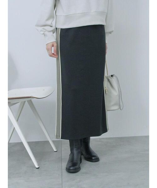 Samansa Mos2 blue（サマンサモスモスブルー）の「◎サイドラインナロースカート（スカート・レディース・シルバーグレー/ブラック/チャコールグレー・F）」の18枚目の写真