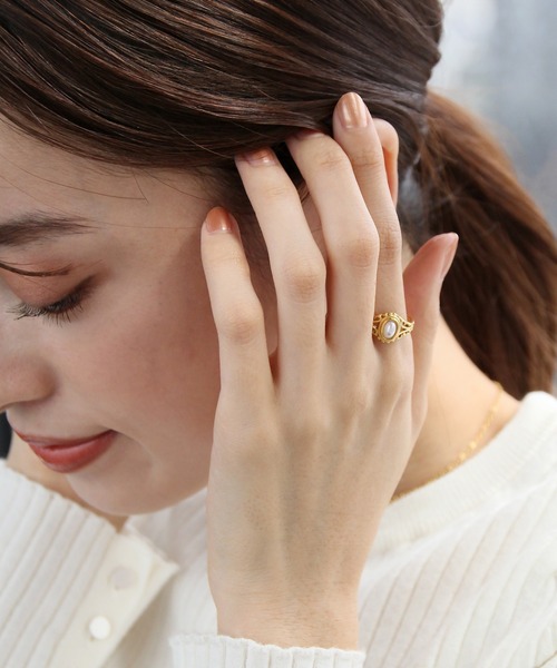 abaskdesign(アバスクデザイン)の「金属アレルギー対応 クラシカルパールリング(リング・レディース・ゴールド・13号/16号/11号)」の3枚目の写真