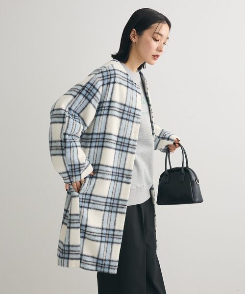 シャギーノーカラーコート