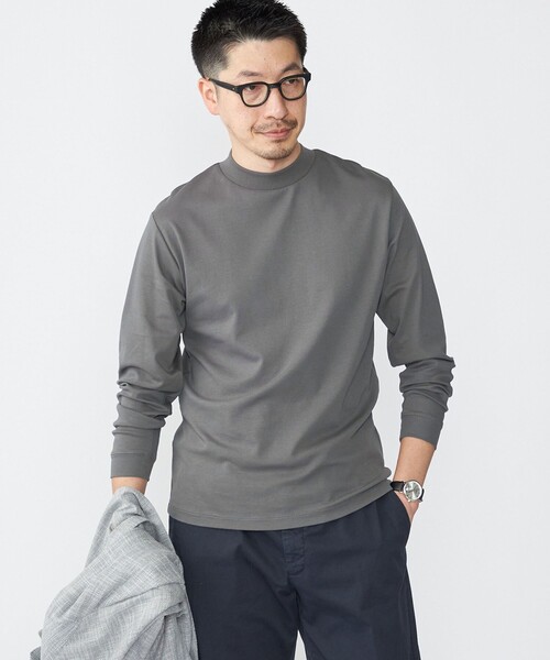 SHIPS(シップス)の「【WEB限定】SHIPS:〈抗菌/防臭〉テレワーク ビズ モックネック ロングスリーブ Tシャツ(Tシャツ/カットソー・メンズ・ベージュ/ホワイト/ブラック/ダークグレー・SMALL/MEDIUM/LARGE/X-LARGE)」の3枚目の写真