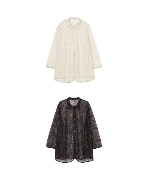 ブラウス シャツ 「UNISEX ITEM」PIPING OVER SHIRT レディース メンズ Piping Lace Over Shirt/パイピングレースオーバーシャツ