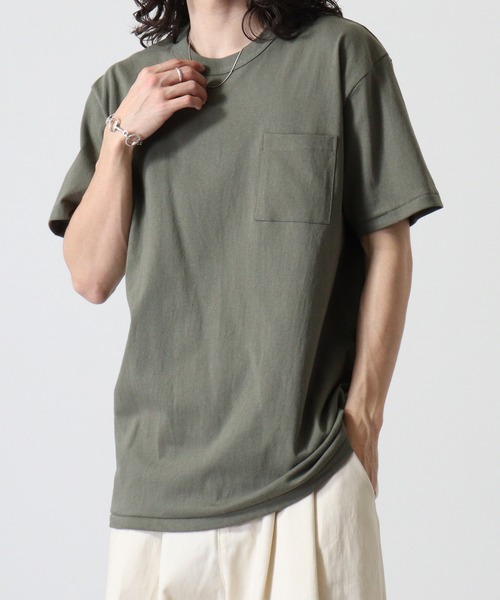 CROSS & STITCH(クロスステッチ)の「CROSS & STITCH OEマックスウエイトバインダーネックポケットTシャツ(Tシャツ/カットソー・メンズ・ブラック/ホワイト/ナチュラル/ヘザーグレー/ネイビー/アーミー/ブルー/スミクロ・XL/L/S/XXL/M)」の9枚目の写真