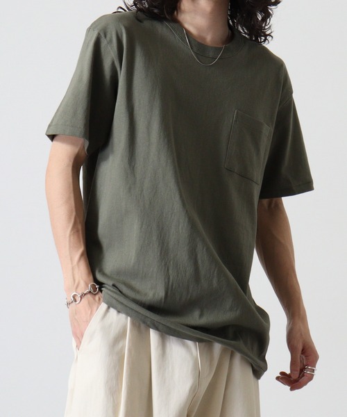 CROSS & STITCH(クロスステッチ)の「CROSS & STITCH OEマックスウエイトバインダーネックポケットTシャツ(Tシャツ/カットソー・メンズ・ブラック/ホワイト/ナチュラル/ヘザーグレー/ネイビー/アーミー/ブルー/スミクロ・XL/L/S/XXL/M)」の11枚目の写真