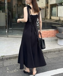 【マイナス5キロ見え】バックレースアップキャミワンピース/WEB限定商品