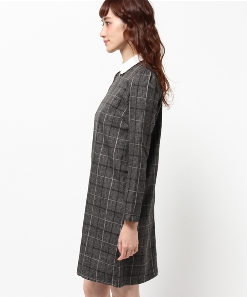 earth music&ecology（アースミュージックアンドエコロジー）の「グレンチェックサックワンピース（ワンピース・レディース・ブラック/ブラウン・MEDIUM/SMALL）」の9枚目の写真