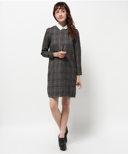 earth music&ecology（アースミュージックアンドエコロジー）の「グレンチェックサックワンピース（ワンピース・レディース・ブラック/ブラウン・MEDIUM/SMALL）」の11枚目の写真