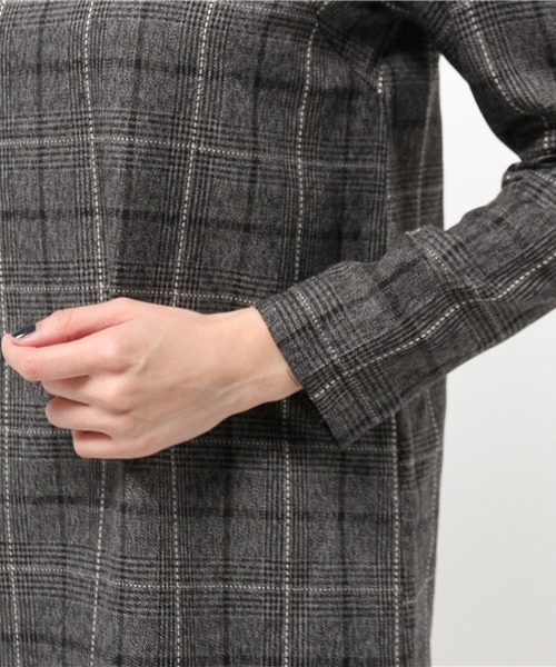 earth music&ecology（アースミュージックアンドエコロジー）の「グレンチェックサックワンピース（ワンピース・レディース・ブラック/ブラウン・MEDIUM/SMALL）」の14枚目の写真