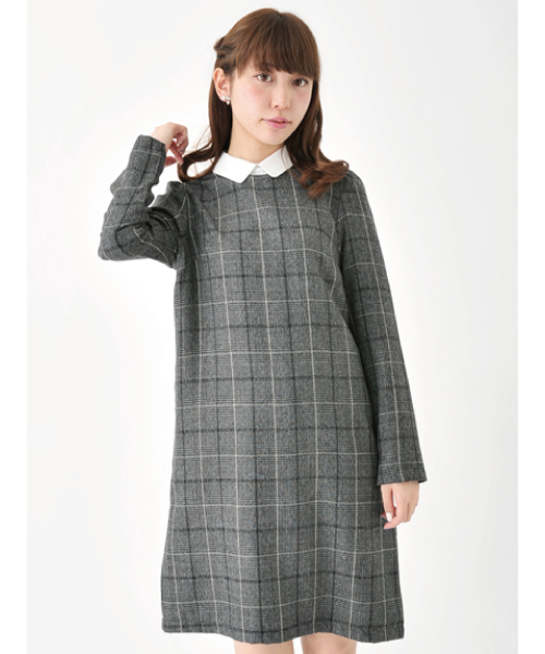 earth music&ecology（アースミュージックアンドエコロジー）の「グレンチェックサックワンピース（ワンピース・レディース・ブラック/ブラウン・MEDIUM/SMALL）」の16枚目の写真