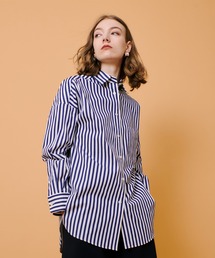 アルアバイル　フロントポケット　シャツ　ブルー　青系 allureville｜アルアバイルのシャツ/ブラウス（ブルー・ネイビー