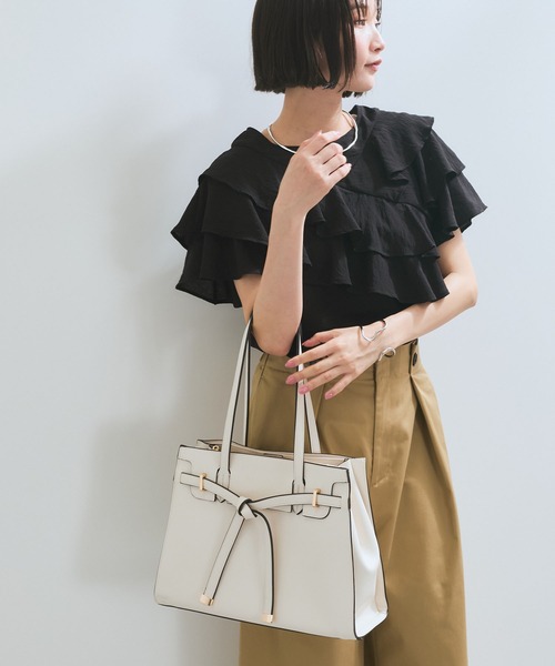 VIS（ビス）の「【A4収納】フラップタイトートバッグ（トートバッグ・レディース・キナリ/ブラック/ベージュ系その他2・FREE）」の14枚目の写真