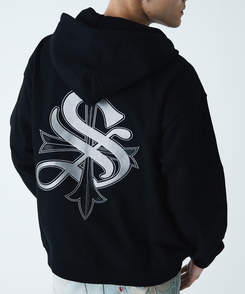 SUPPLIER（サプライヤー）の「フーディー｜2-Tone Rhinestone Cross Zip Hoodie｜SUPPLIER（パーカー・メンズ・ブラック/ライトブルー/ベージュ・S/M/L/XL/XXL）」の8枚目の写真