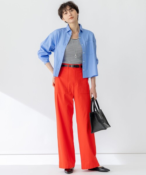 23区 S(ニジュウサンクチイサイサイズ)の「【洗える】スラブツイルストレッチ ワイド パンツ(その他パンツ・レディース・ホワイト系/レッド系/ネイビー系/カーキ系/ベージュ系・32/34/30)」の6枚目の写真
