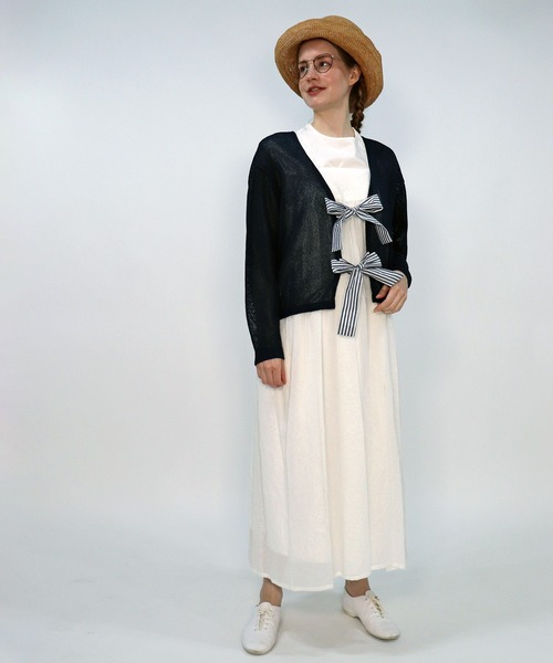 haupia（ハウピア）の「いにしえのリボンカーディ【ニット】（カーディガン/ボレロ・レディース・ブラック/ホワイト×ブラック/チャコールグレー/ベージュ/ネイビー・MEDIUM）」の15枚目の写真