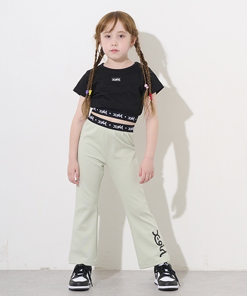 X-girl Stages(エックスガールステージス)の「ウエストロゴフレアレギンス(レギンス/スパッツ・キッズ・グリーン系その他/ブラック・90cm/110cm/140cm/80cm/100cm/120cm/130cm)」の14枚目の写真