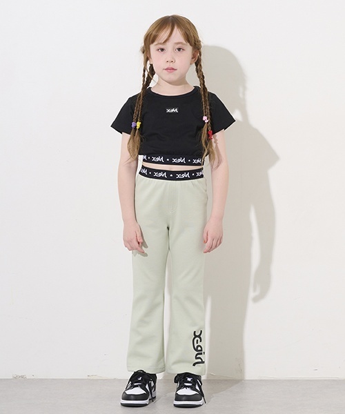 X-girl Stages(エックスガールステージス)の「ウエストロゴフレアレギンス(レギンス/スパッツ・キッズ・グリーン系その他/ブラック・90cm/110cm/140cm/80cm/100cm/120cm/130cm)」の15枚目の写真