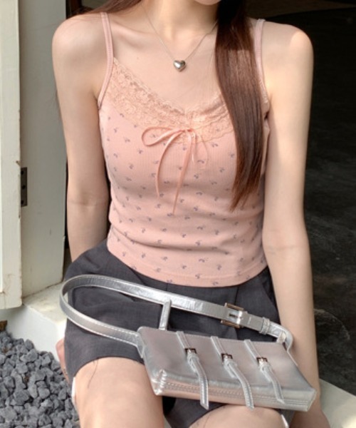 Mejoul（メジュール）の「【カップ付き】 リボンレースアソートインナーキャミソール　フラワー　くまちゃん（キャミソール・レディース・グレー/ホワイト/アイボリー/ホワイト系/ピンク/ブラック/ホワイト系1・F）」の20枚目の写真