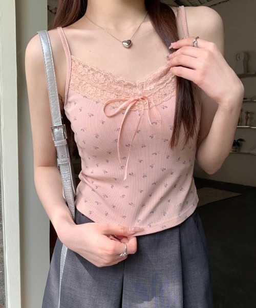 Mejoul（メジュール）の「【カップ付き】 リボンレースアソートインナーキャミソール　フラワー　くまちゃん（キャミソール・レディース・グレー/ホワイト/アイボリー/ホワイト系/ピンク/ブラック/ホワイト系1・F）」の21枚目の写真