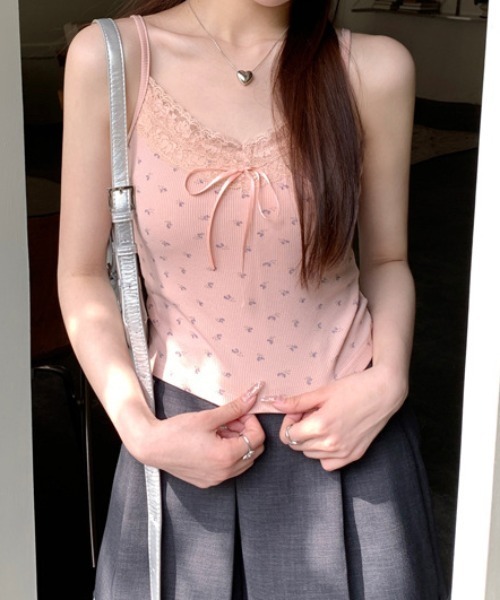 Mejoul（メジュール）の「【カップ付き】 リボンレースアソートインナーキャミソール　フラワー　くまちゃん（キャミソール・レディース・グレー/ホワイト/アイボリー/ホワイト系/ピンク/ブラック/ホワイト系1・F）」の22枚目の写真