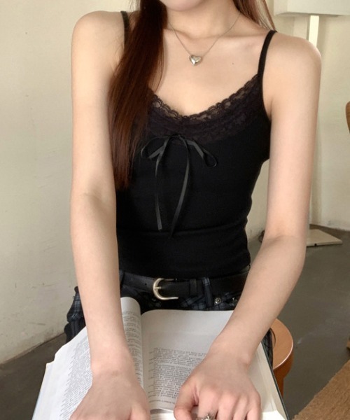 Mejoul（メジュール）の「【カップ付き】 リボンレースアソートインナーキャミソール　フラワー　くまちゃん（キャミソール・レディース・グレー/ホワイト/アイボリー/ホワイト系/ピンク/ブラック/ホワイト系1・F）」の18枚目の写真