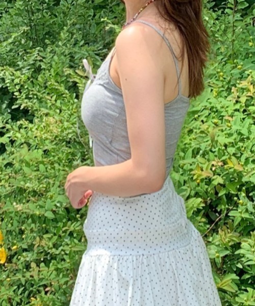 Mejoul（メジュール）の「【カップ付き】 リボンレースアソートインナーキャミソール　フラワー　くまちゃん（キャミソール・レディース・グレー/ホワイト/アイボリー/ホワイト系/ピンク/ブラック/ホワイト系1・F）」の12枚目の写真