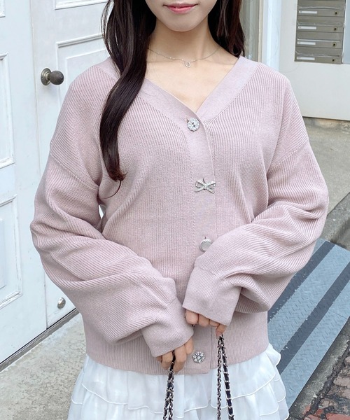 INGNI(イング)の「いろいろ装飾ボタン畦ニットカーディガン(カーディガン/ボレロ・レディース・アイボリー/グレー系その他/サックスブルー/ピンク・M)」の22枚目の写真